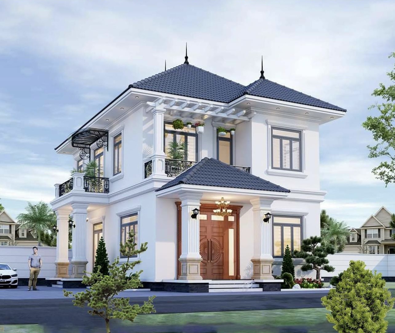 Thiết kế không gian Biệt thự mái Nhật 2 tầng 3 phòng ngủ