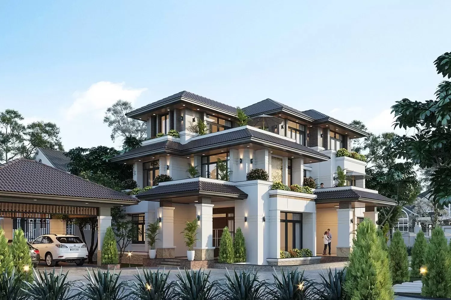mẫu biệt thự có gara ô tô