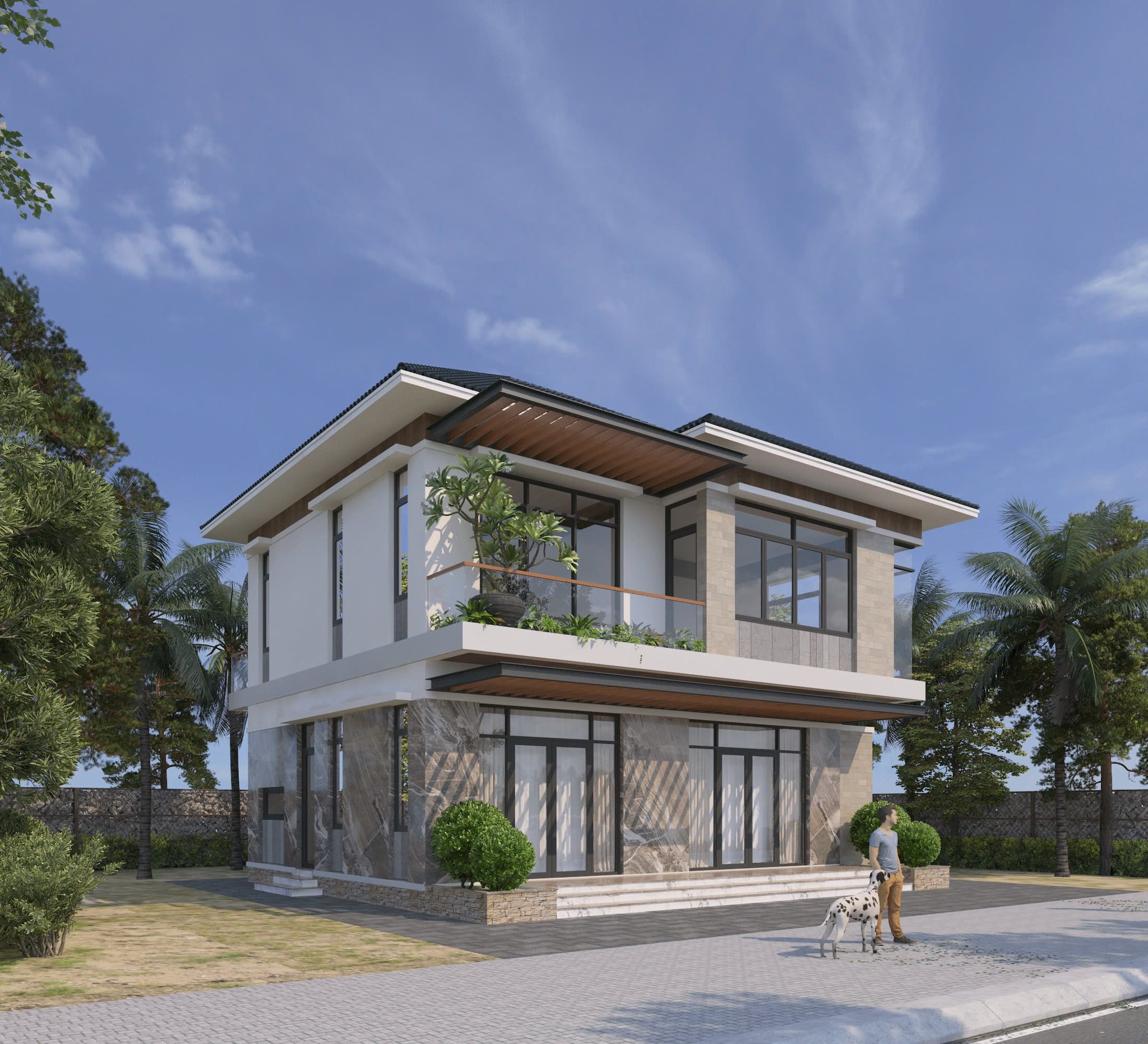 Dịch vụ thi công biệt thự mái Nhật 8x14m trọn gói