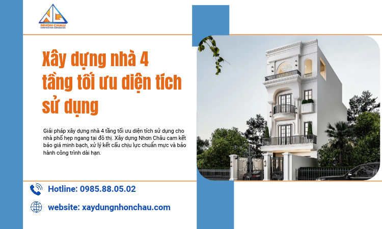 Xây Dựng Nhà 4 Tầng Tối Ưu Diện Tích Sử Dụng: Giải Pháp Kiến Trúc & Thi Công Đô Thị